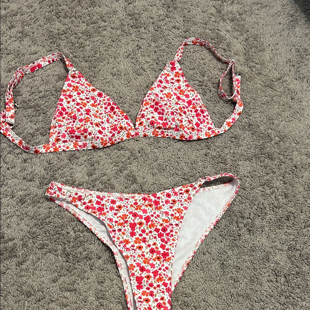 SHEIN Red Floral Bikini Set